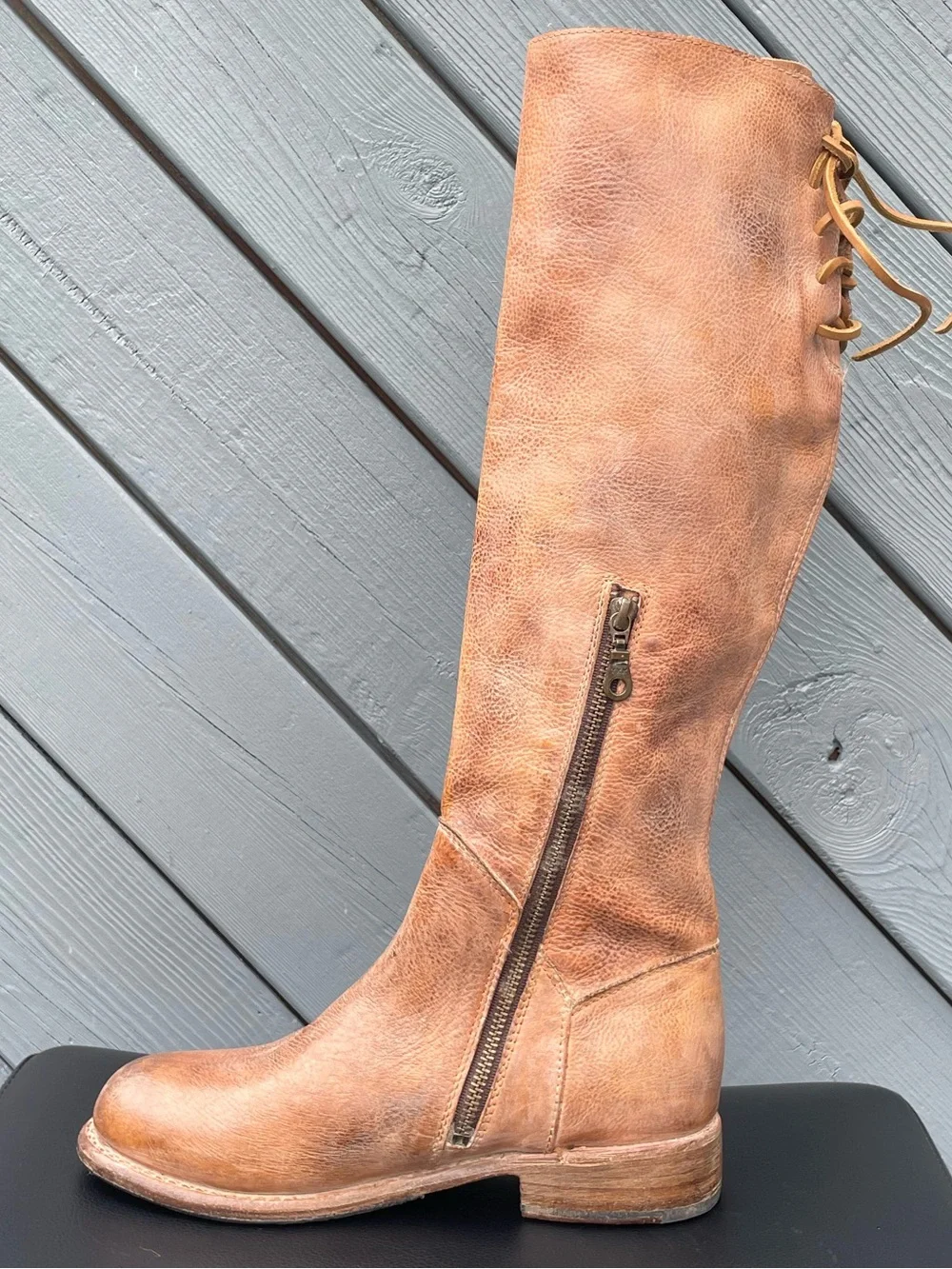Bed Stu Women's Manchester Tall  Leather Riding Boots in Distressed Tan size 7.5
